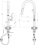 Превью картинка Смеситель для кухни Rivelato Asti U-обр. с выдвижной лейкой D-35мм nero/oro #2