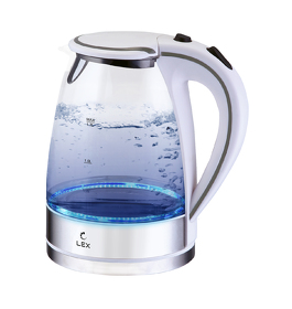 Картинка Lex LX 3004-2,чайник стеклянный (белый)
