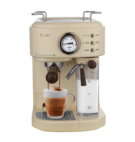 Картинка Lex LXCM 3504-1, кофеварка с капучинатором и с контейнером для молока (бежевая)