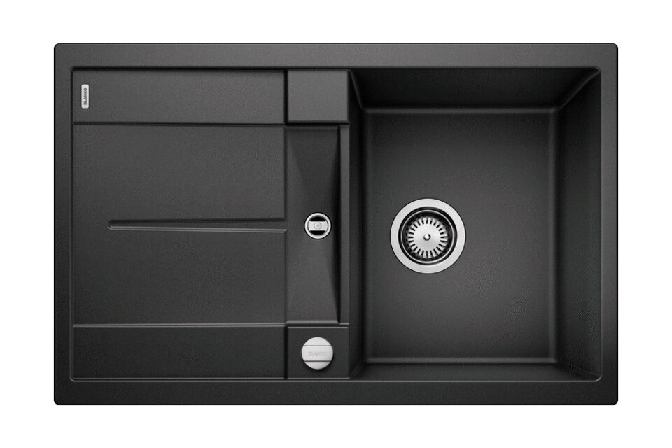 Фото Гранитная мойка Blanсo METRA 45 S SILGRANIT PuraDur черный с клапаном-автоматом