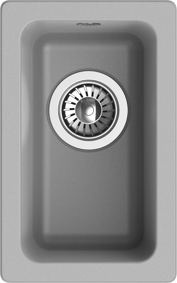 Фото Кварцевая мойка Rivelato BERKANA 25 подст.монтаж 1-чаш 305*455 grigio metallizzato