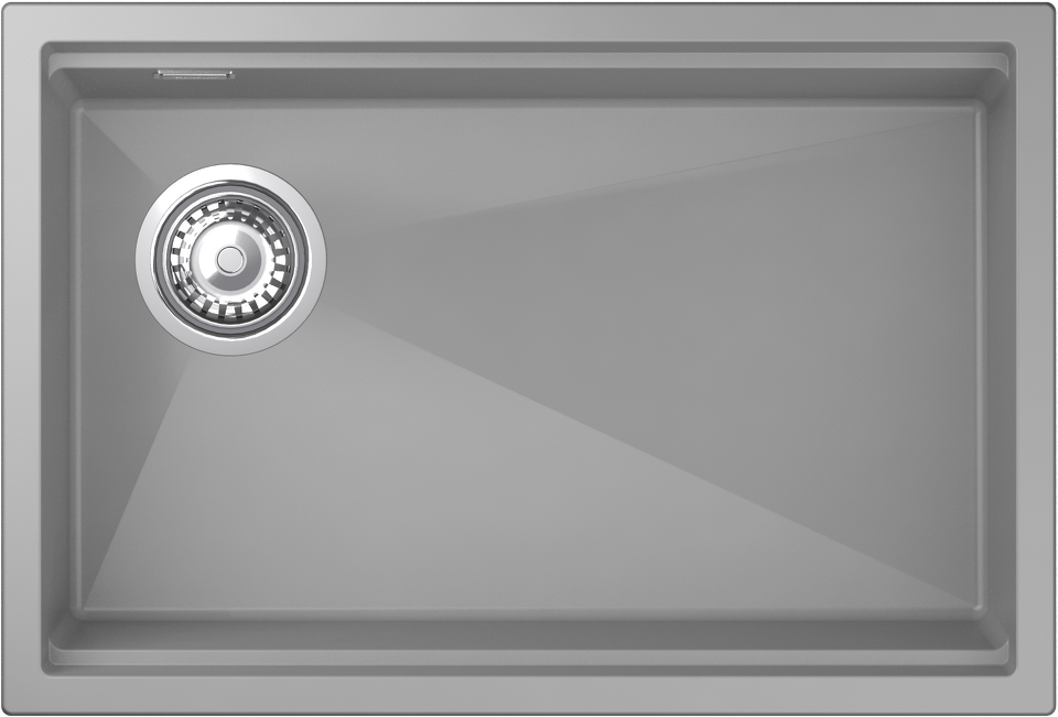 Фото Гранитная мойка Rivelato LINO 654-L 1-чаш 650*440 grigio metallizzato