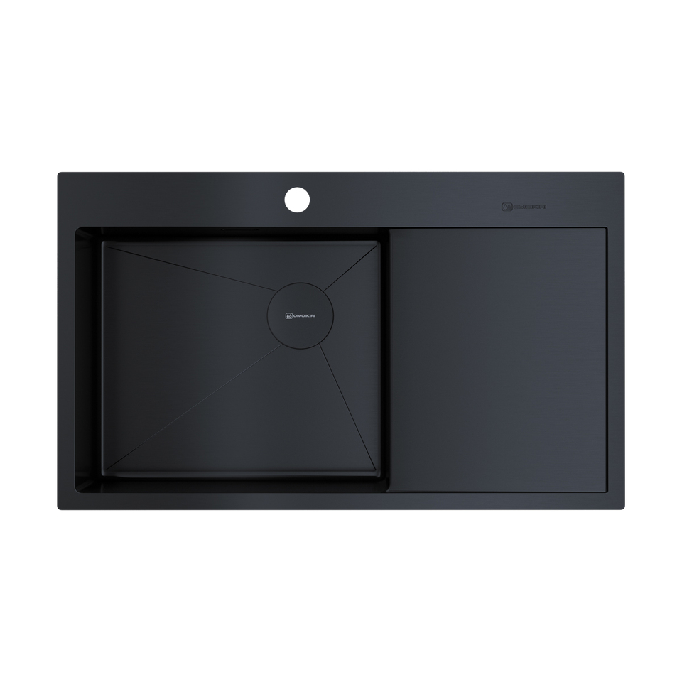 Фото Металлическая мойка Omoikiri Akisame 86-L Side-GB нерж. сталь/графит