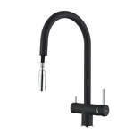 Превью картинка Смеситель для кухни Rivelato Trevi U-обр. с краном питьевой воды и выдвижной лейкой D-35мм nero cromo #2