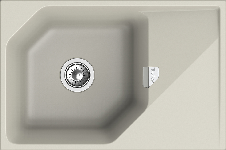 Фото Кварцевая мойка Rivelato LOCUS 75 1-чаш 750*500 topazio