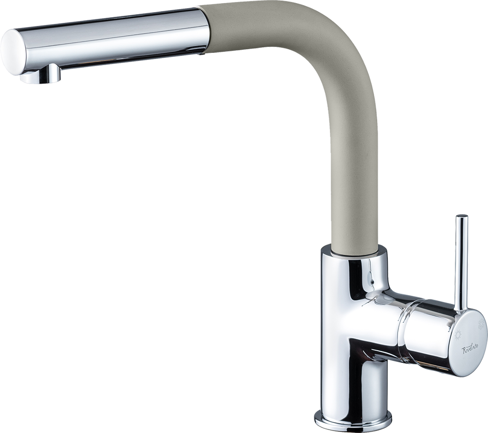 Фото Смеситель для кухни Rivelato  Ledro Г-обр.с выдвижной лейкой D-35мм topazio/cromo