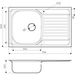 Превью картинка Металлическая мойка Omoikiri Kashiogawa 79-IN нерж. сталь/нержавеющая сталь #2