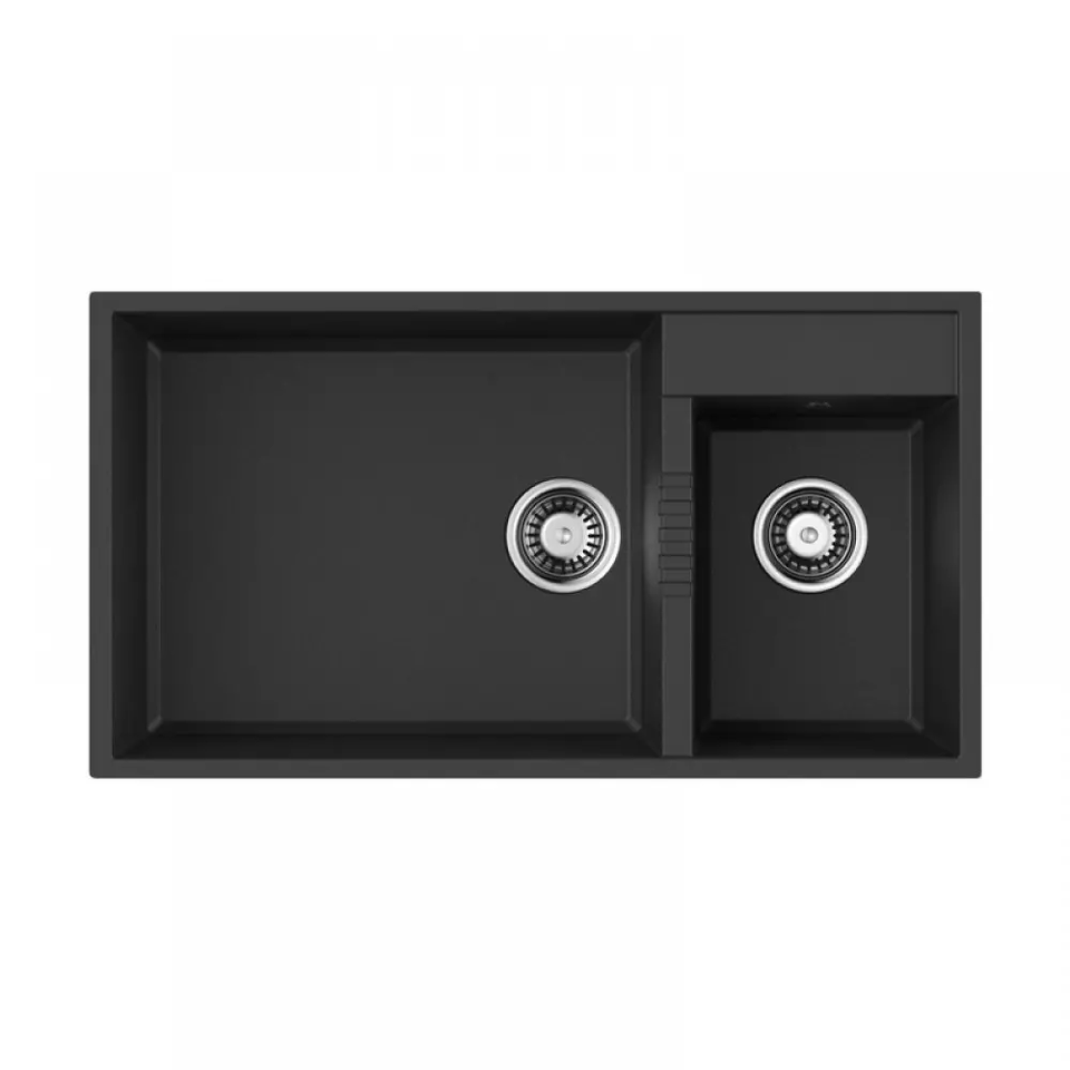 Фото Гранитная мойка Omoikiri Tedori 85-2-U-BL Tetogranit/черный