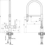 Превью картинка Смеситель для кухни Rivelato Adria U-обр. гибкий излив с краном питьевой воды D-35мм grigio metallizzato/cromo #2