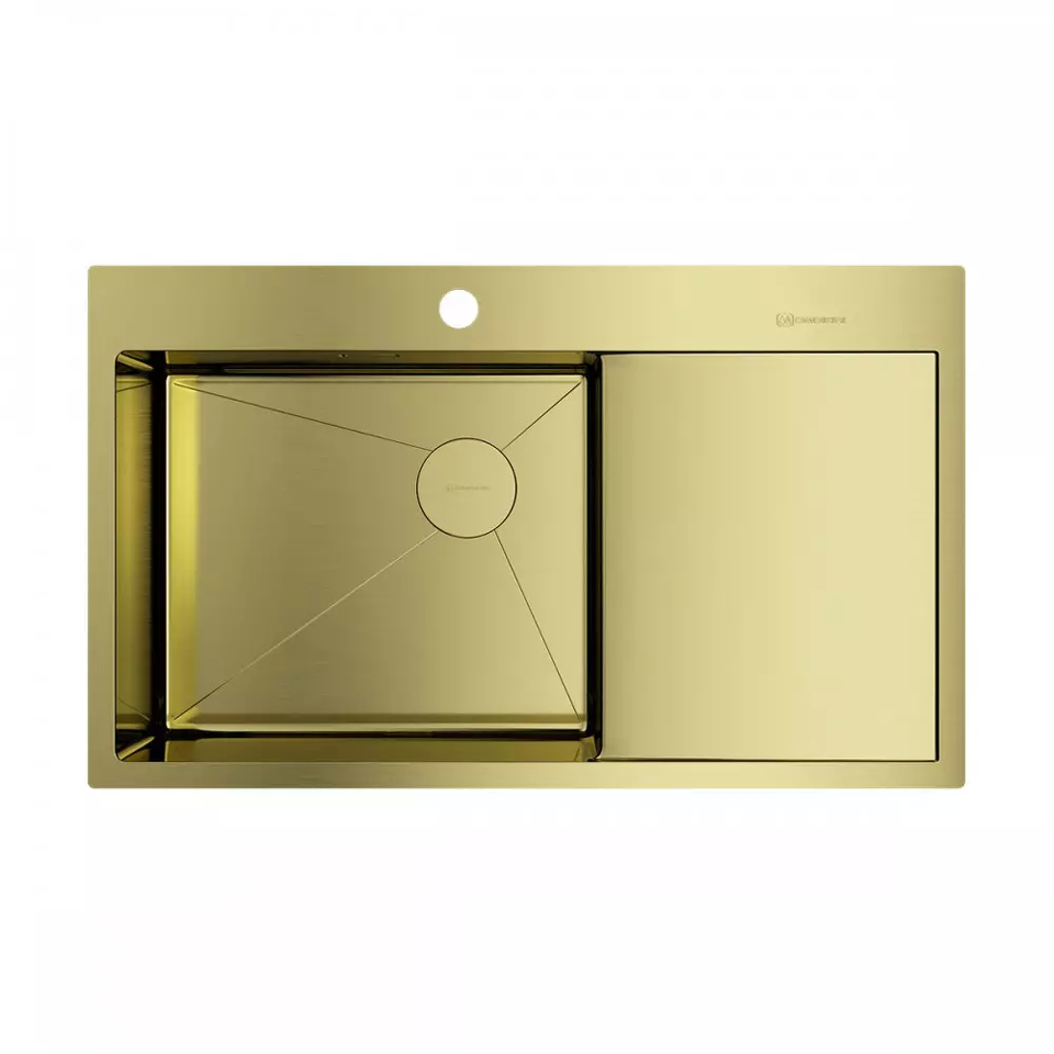 Фото Металлическая мойка Omoikiri Akisame 86-L Side-LG нерж. сталь/светлое золото