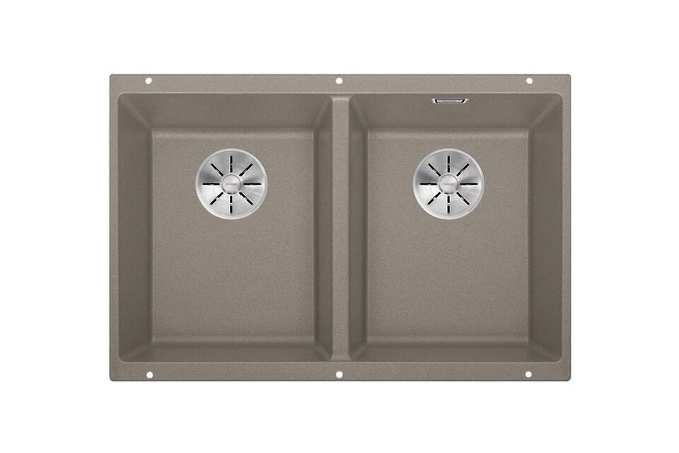 Фото Гранитная мойка Blanсo SUBLINE 350/350-U SILGRANIT PuraDur серый беж с отв.арм. InFino