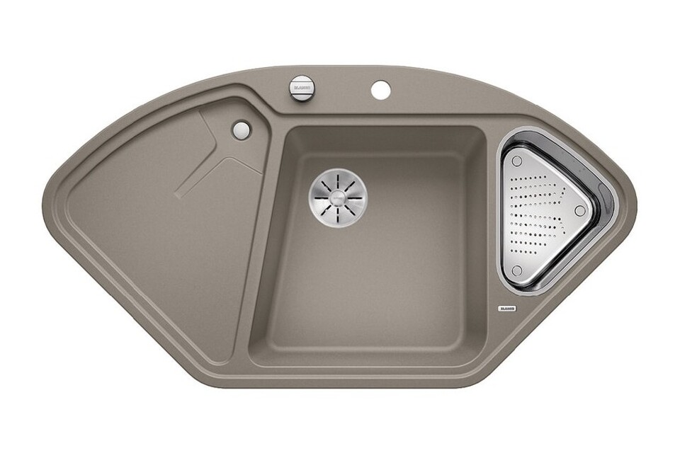 Фото Гранитная мойка Blanсo DELTA II SILGRANIT PuraDur серый беж с кл.-авт. InFino
