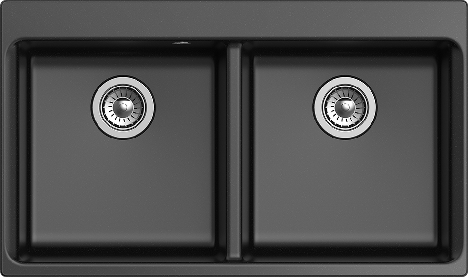 Фото Кварцевая мойка Rivelato AXEL 90-2D 2-чаши 870*520мм nero