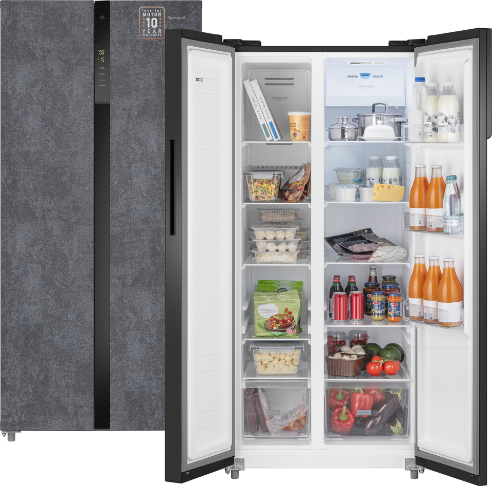 Фото  Холодильник side by side Weissgauff WSBS 500 Inverter NoFrost Rock Glass