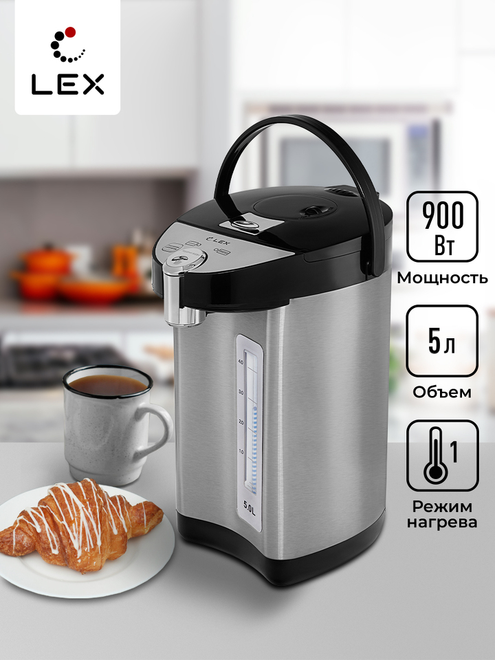 Фото Чайник Lex LXTP 3612, термопот (серый с черным)