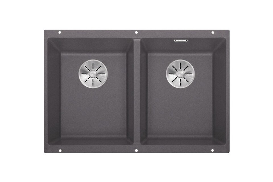 Фото Гранитная мойка Blanсo SUBLINE 350/350-U SILGRANIT PuraDur темная скала с отв.арм. InFino