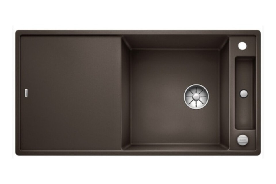 Фото Гранитная мойка Blanсo AXIA III XL 6 S-F SILGRANIT PuraDur кофе, доска ясень c кл.-авт. InFino