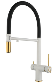 Картинка Rivelato Adria U-обр. гибкий излив с краном питьевой воды D-35мм brina/oro арт1523517 brina oro