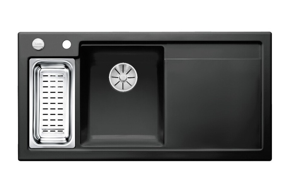 Фото Гранитная мойка Blanсo AXON II 6 S (чаша слева) керамика PuraPlus черный с кл.-авт. InFino