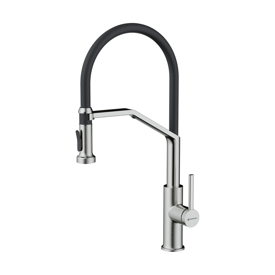 Фото Смеситель для кухни Omoikiri Makkari 2 Plus-SB-BN-BL латунь/нержавеющая сталь/черный