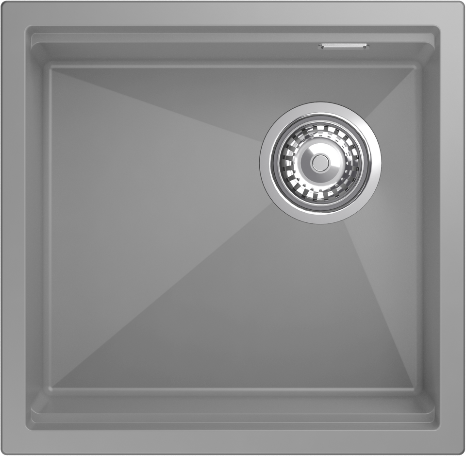 Фото Гранитная мойка Rivelato LINO 454-R 1-чаш 450*440 grigio metallizzato