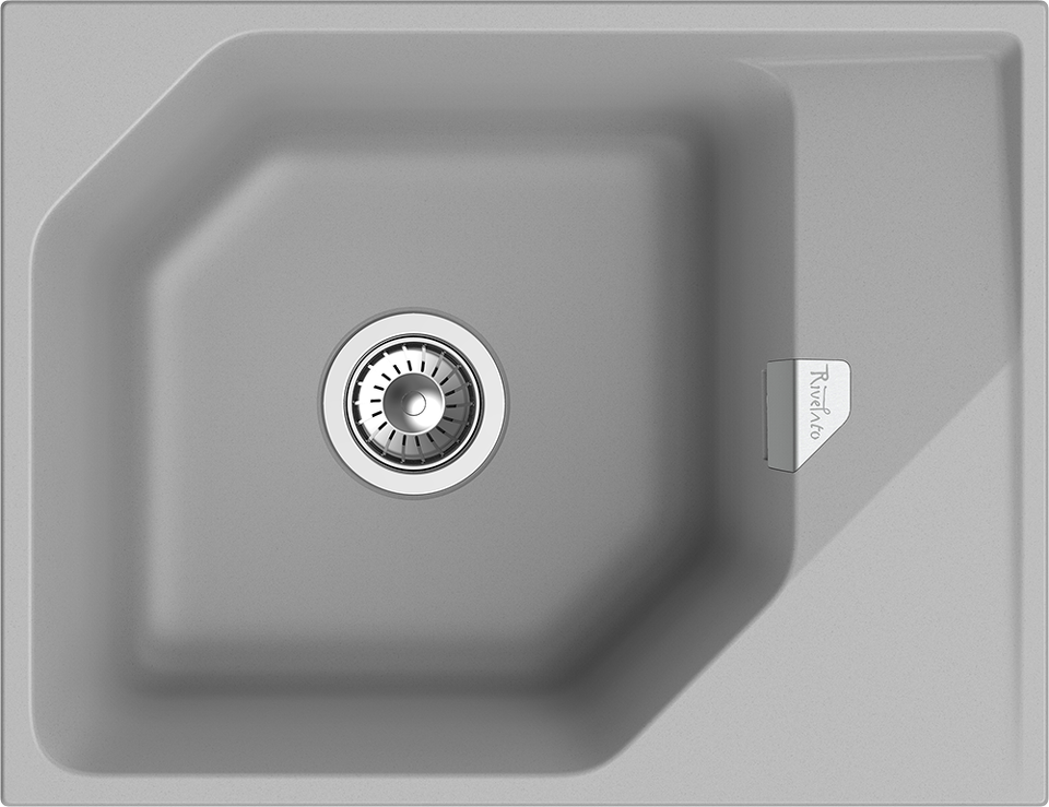 Фото Кварцевая мойка Rivelato LOCUS 65 1-чаш 650*500 grigio metallizzato