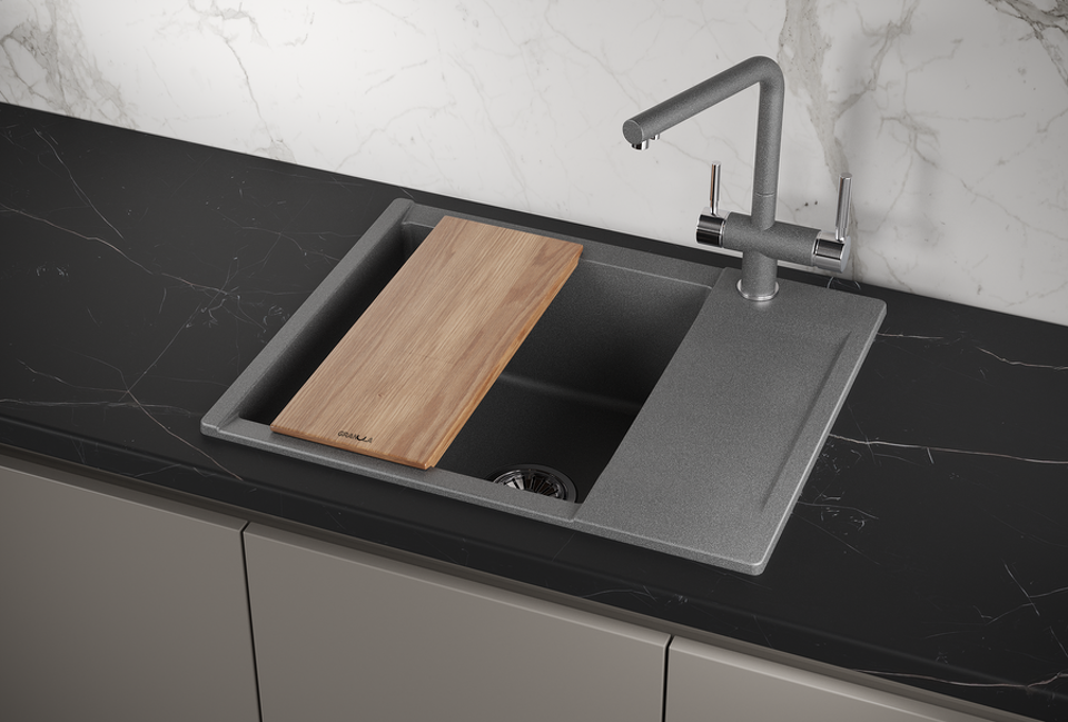 Фото Кварцевая мойка GRANULA 6202, ГРАФИТ