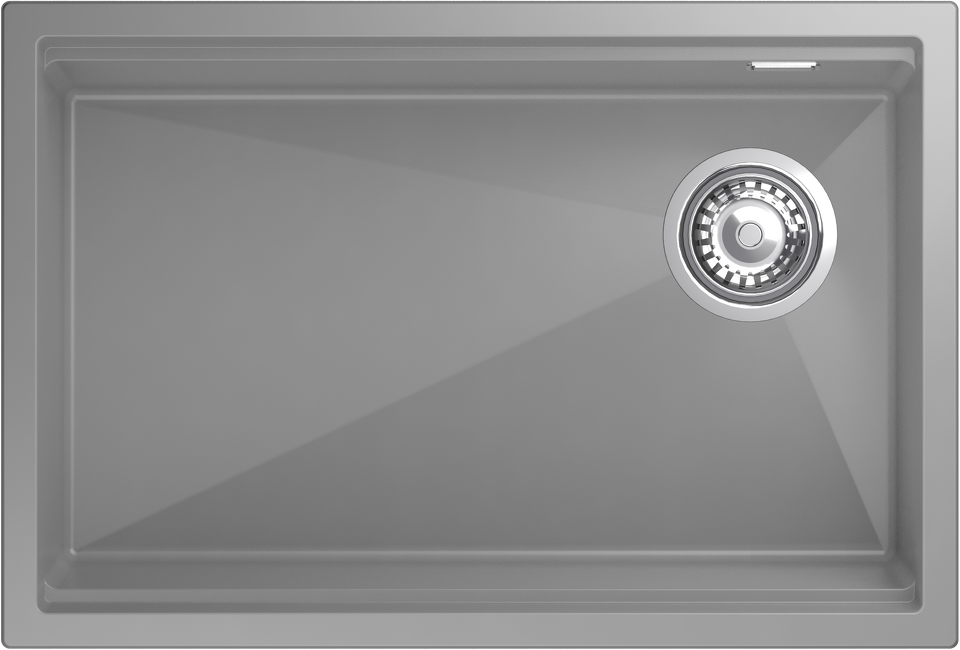 Фото Гранитная мойка Rivelato LINO 654-R 1-чаш 650*440 grigio metallizzato