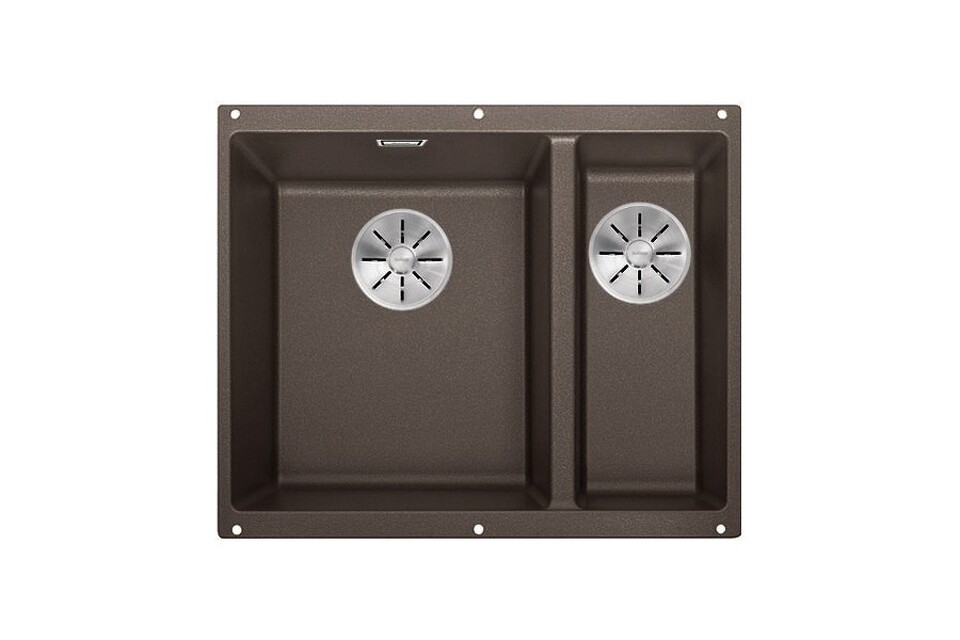 Фото Гранитная мойка Blanсo SUBLINE 340/160-U SILGRANIT PuraDur кофе (чаша слева) с отв.арм. InFino