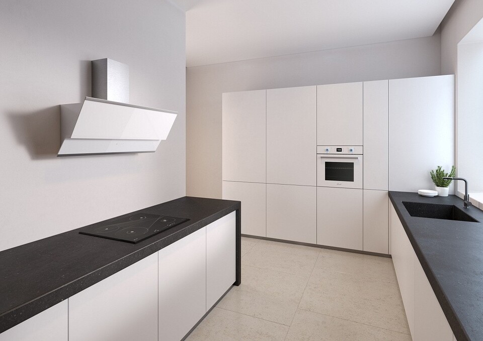 Фото Наклонная вытяжка KRONAsteel IRIDA 900 white sensor