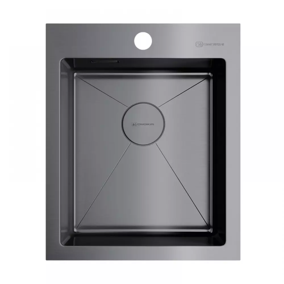 Фото Металлическая мойка Omoikiri Akisame 41-GM нерж. сталь/вороненая сталь