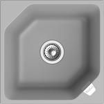 Превью картинка Кварцевая мойка Rivelato LOCUS 50 1-чаш 500*500 grigio metallizzato #1