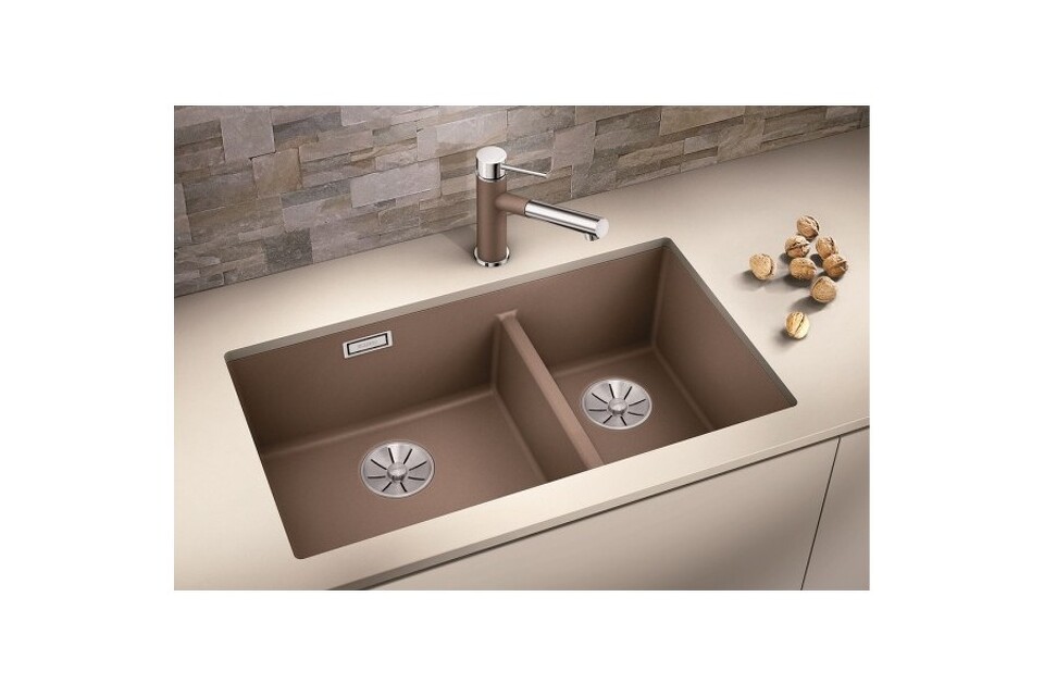 Фото Гранитная мойка Blanсo SUBLINE 430/270-U SILGRANIT PuraDur черный c отв.арм. InFino