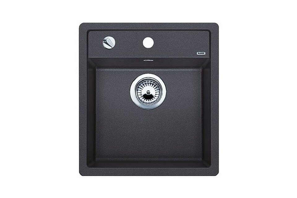Фото Гранитная мойка Blanсo DALAGO 45-F SILGRANIT PuraDur антрацит с клапаном-автоматом