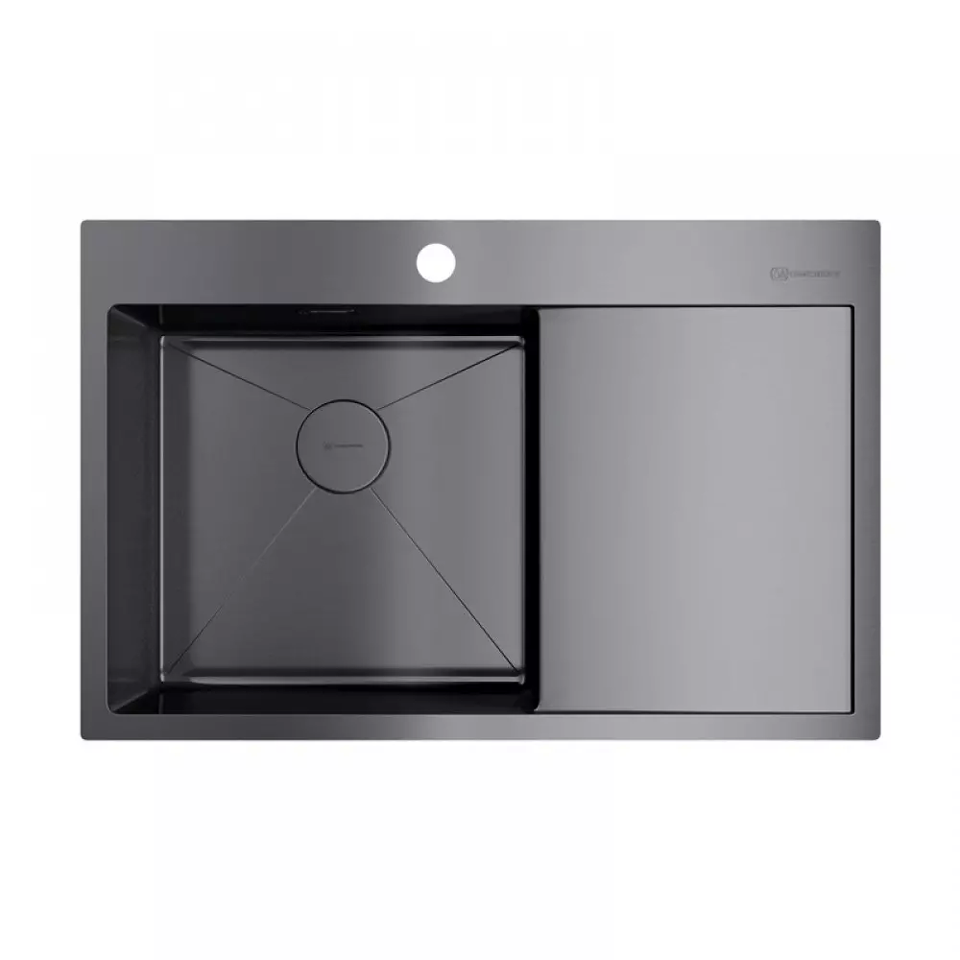 Фото Металлическая мойка Omoikiri Akisame 78-L-GM нерж. сталь/вороненая сталь