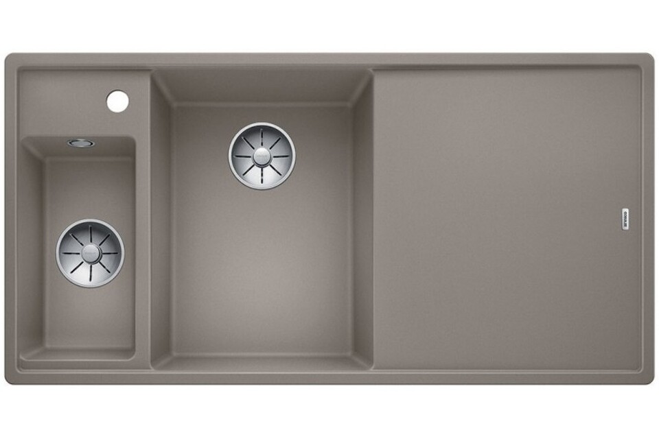 Фото Гранитная мойка Blanсo BLANCO AXIA III 6 S серый беж чаша слева, разделочный столик ясень c кл.-авт. InFino®