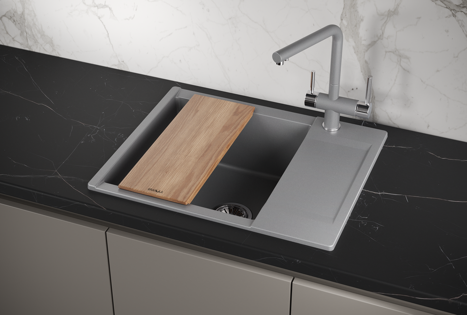 Фото Кварцевая мойка GRANULA 6202, АЛЮМИНИУМ