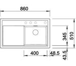 Превью картинка Гранитная мойка Blanсo BLANCO ZENAR 45S (чаша слева) SILGRANIT серый беж с кл.-авт. InFino #2