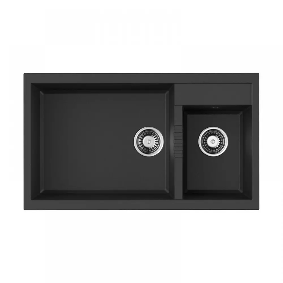 Фото Гранитная мойка Omoikiri Tedori 86-2-LB-BL Tetogranit/черный