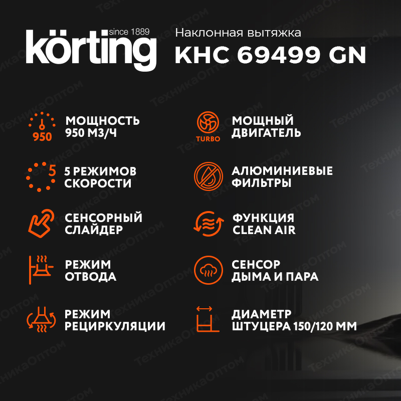 Преимущества Наклонная вытяжка Körting KHC 69499 GN